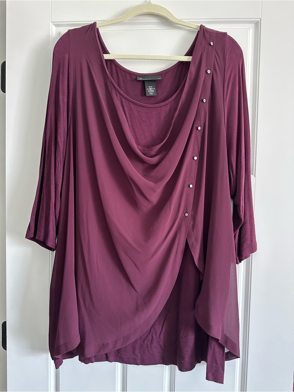 Lane Bryant Draped Snap-Accent Tunic in Berry Plum